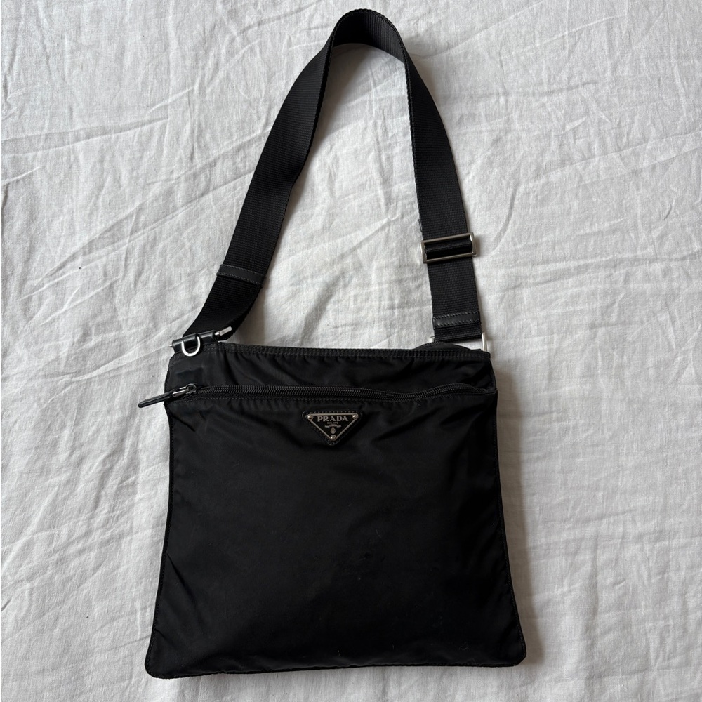 Vintage Prada Tessuto Nylon Flat Messenger Bag